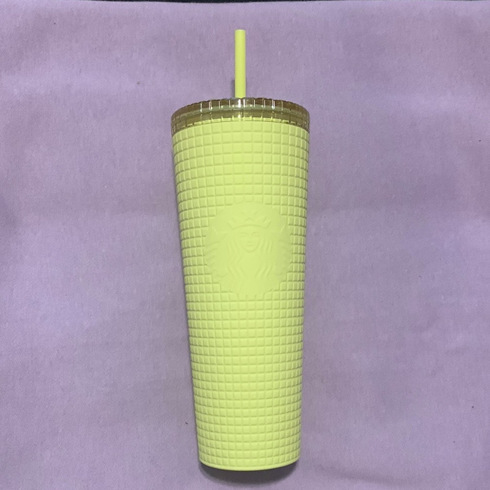 Starbucks Disco Yellow Meadow Grid Soft Touch Cold Cup Tumbler
